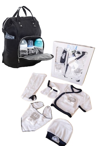 Siyah Bebek Bakım Çantası Ve 5 Parça Hastane Çıkışı İkili Set Siyah
