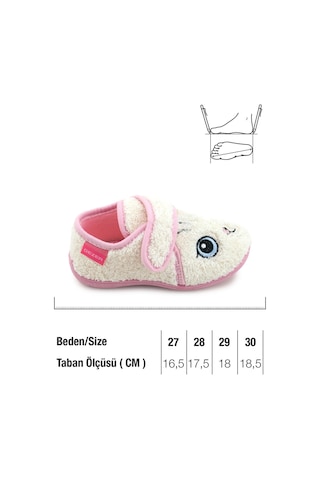 Gezer Kız Çocuk Kışlık Tek Cırt Cırtlı Ayarlanabilir Rahat Taban Ev, Bahçe, Okul, Kreş Panduf Ayakka Beyaz