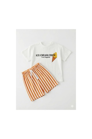 Poala Kids İce Cream Şortlu Set Turuncu