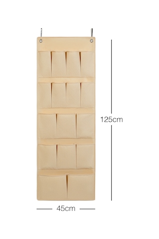 Ocean Home Textile 16 Gözlü Bej Balıksırtı Kapı Arkası Düzenleyici 45 x 125 cm