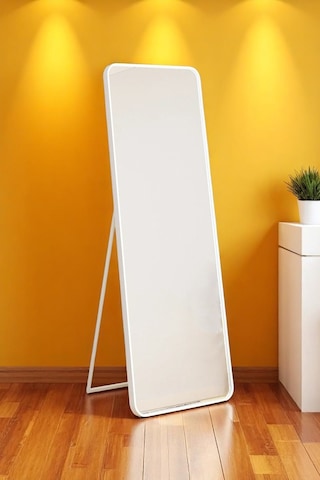 Raven Oval Kesim Modern Metal Ayaklı Boy Aynası 170 X 60 Beyaz