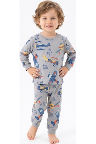 Modanıno Erkek Çocuk %100 Pamuk Pijama Takımı 9-36ay 12737ıs Füme