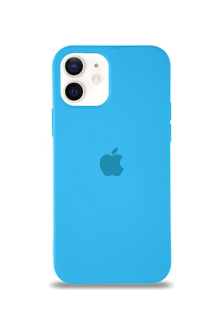 Apple Uyumlu iPhone 12 Mini Logolu Silikon Kılıf Altı Kapalı İçi Kadife Lansman Arka Kapak