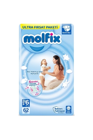 Molfix Bebek Bezi 6 Numara Xlarge Aylık Ultra Fırsat Paketi 186 Adet 3'lü