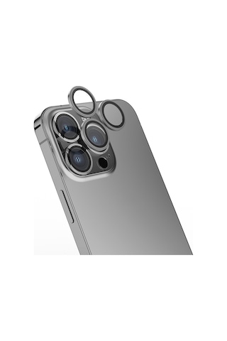 Apple Uyumlu iPhone 16 Pro Max Zore Mikro Kamera Lens Koruyucu Gri