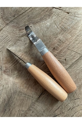 ÖZS AHŞAP OYMA DÜZELTME SETİ KUKSA KAŞIK OYMA BIÇAK SETİ 2 Lİ