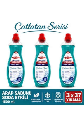 Vatan Çamaşır Deterjanı Arap Sabunu Etkili 3 Adet 1500 Ml
