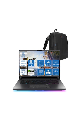 Asus ROG Strix G16 G615JMR-S5049-S5049F065 i7-14650HX 48 GB 512 GB SSD 8 GB RTX5060 16" W11H Dizüstü Bilgisayar + Zetta Çanta