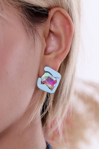 Bhs Life 925 Ayar Gümüş Kristal Taşlı Küpe Krem