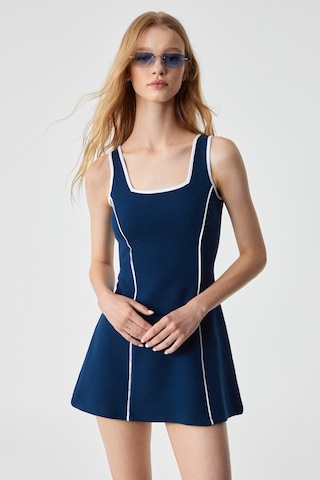 CALLIOS Kadın Regular Oyuk Yaka Kolsuz Lacivert Elbise