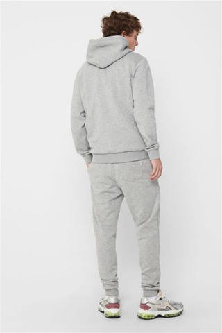 Only & Sons - Erkek Gri Hoodie Sweatshirt - 22018685 Açık Gri Melanj