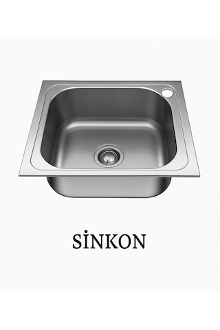 Sinkon Paslanmaz Krom Evye 40x50 Ankastre Eviye Sağ Delikli Krom