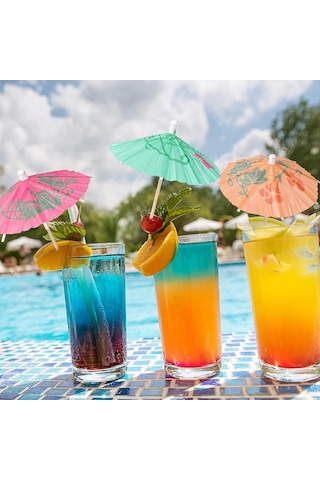 Vıp 12 Pcs Cocktaıl Umbrella 12 Adet Kokteyl Şemsiyesi Renkli Kokteyl Şemsiyesi Kokteyl Aksesuarları