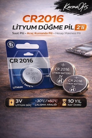 Cr2016 3v Lityum Düğme Pil 2 Li Paket Saat, Kumanda, Sensör Ve Elektronik Cihaz Pili