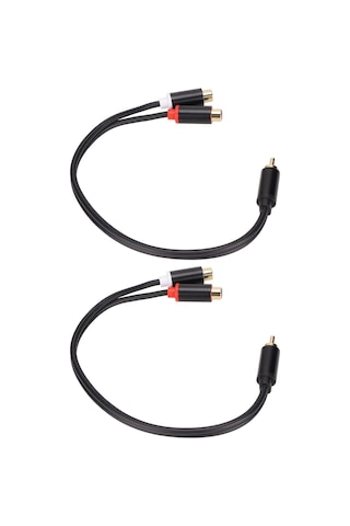 Youtek 2 Adet Rca Bölücü Kablosu - 1 Erkek 2 Dişi Y Tipi, Oksijenli Bakır Teli, Altınaltı Uçlar, 0.3m, Subwoofer/ses Sistemi İçin Mono'dan Stereo'ya Dönüştürücü