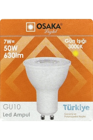 6 Adet Osaka 7w 50w Sarı Işık 3000k Gu10 Duylu Led Spot Ampul