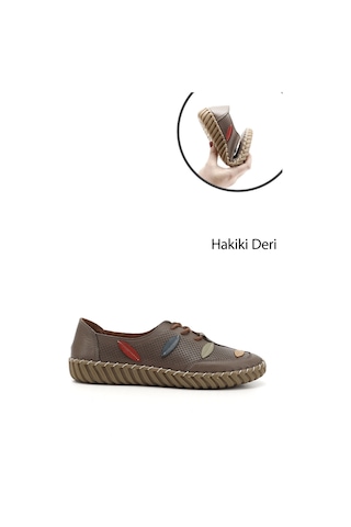 Gönderi(R) Gönderi R Vizon Antik Dolgu Taban Bağcıklı Hakiki Deri Comfort Ayakkabı Vizon