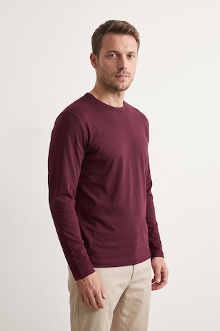 Elemge %100 Pamuk Süprem Basic Erkek T-shirt Compact Penye Tok Yumuşak Kumaş Normal Kalıp Terletmez Uzun Kollu Bordo Sporcu Motorcu Tişört Body