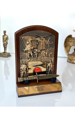 Askeri Birliklere Özel Hizmet Anısı Plaketi Bıçaklı Kahverengi