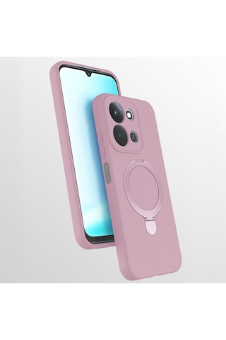 Xiaomi Redmi 15c Kılıf M-safe Şarj Özellikli Standlı Zore Samara Kapak Pembe