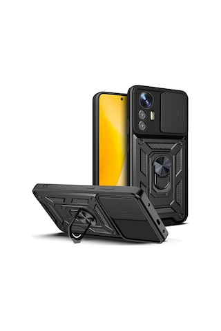 Mi 12 Lite Kılıf Magnetik Standlı Kamera Korumalı Mkst Sürgülü Vega Kapak - Mavi Mavi