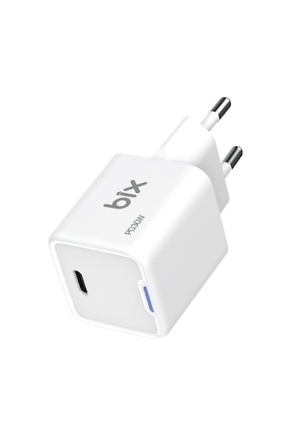 Bix BX1P30G GaN 30W Led Göstergeli Hızlı Şarj Cihazı Beyaz