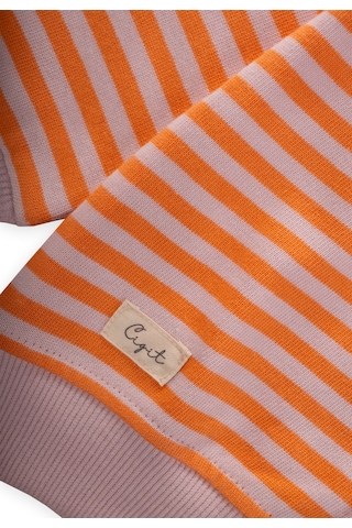 Çizgili Triko Hırka 0-4 Yaş Pudra Şeftali Pudra