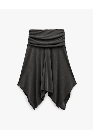 Koton Viskon Karışımlı Drape Detaylı Asimetrik Midi Etek Antrasit 6sal70063ık