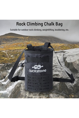 Vkemall Kaya Tırmanma Ve Kamp İçin Anti Kayma Kuru Eller Toz Çantası, Bel Bağlı Poliester Torba + Toz Fırça Siyah