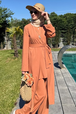 Rabia Şamlı Yaren Üçlü Takım Kiremit Çok Renkli