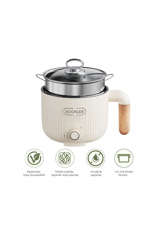Kochler jj18b-2 600 W 1.6 L Buharlı Ve Yağda Pişirme Özellikli Elektrikli Tencere