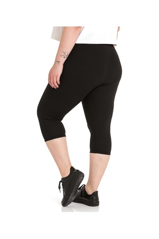 Büyük Beden Fitilli Karyoka Dikişli Diz Altı Siyah Tayt