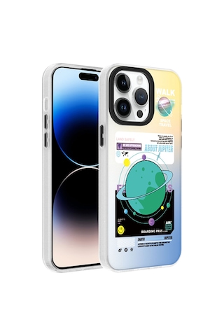 Apple Uyumlu iPhone 14 Pro Max Uyumlu Desenli Zore Dragon Sert Kılıf-gezegen Gezegen -