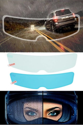 Siolanzi Motosiklet Kask Vizörü Yağmur Kaydırıcı Şeffaf Film