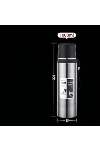 1 Litre Kamp Termos 12 Saat Sıcak, 24 Saat Soğuk Tutar Metalik