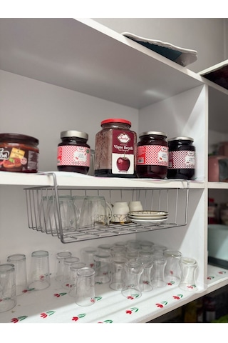 Magic Objects Metalik Dolap Içi Çelik Sepet Raf Kanguru 1 Parça Mutfak Gri