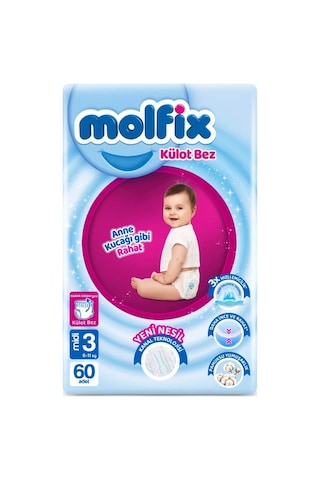 Molfix Külot Bebek Bezi 3 Beden Midi 6-11 kg Jumbo 60 Adet Anne Kucağı Gibi Rahat