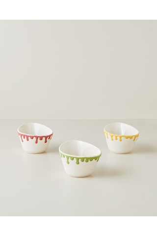 English Home Almond Flow Seramik 3'lü Cup - Dondurma Kasesi 195 Ml Renkli