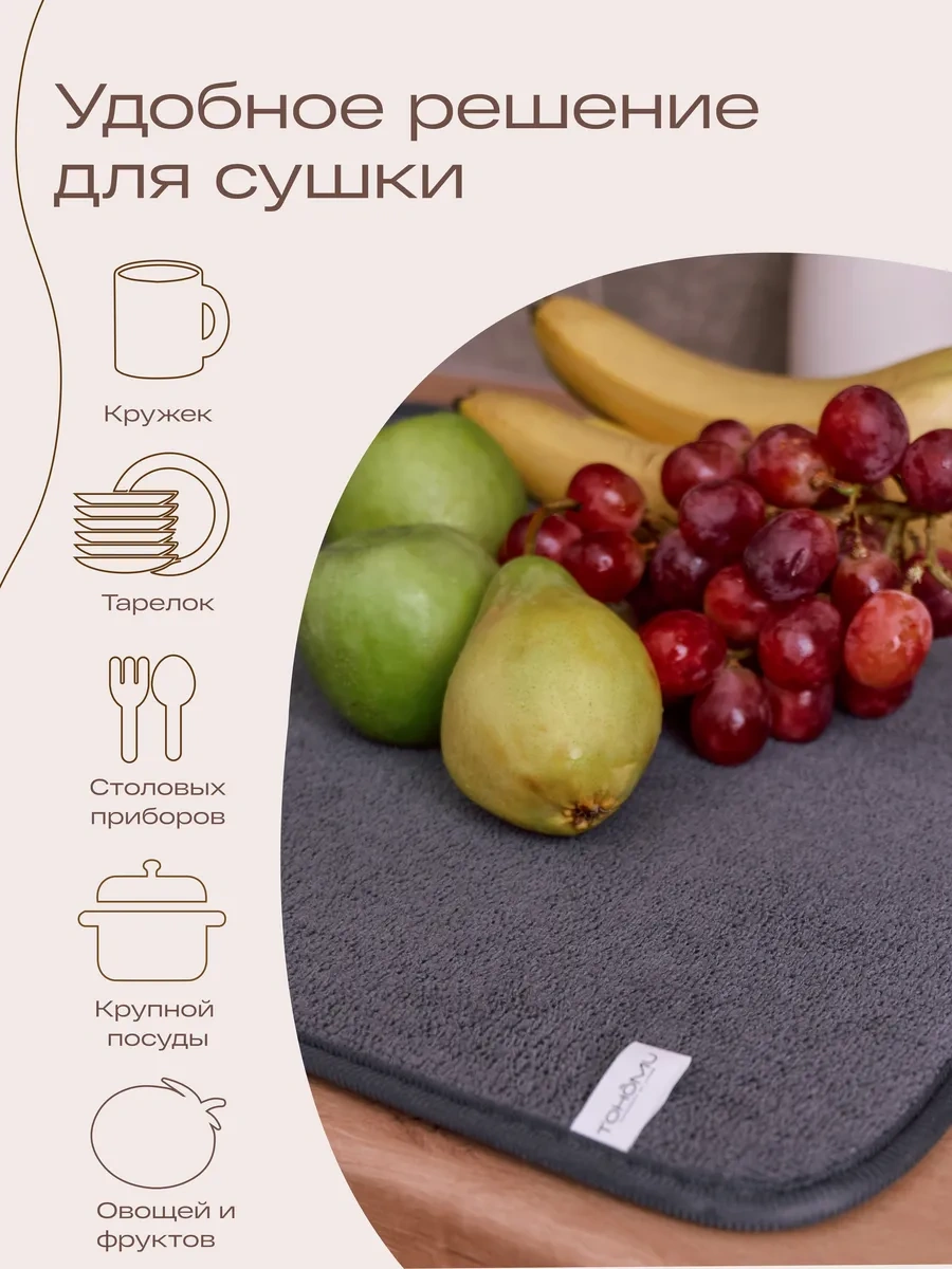 Tohomu Emici Bulaşık Kurutma Paspası 348115492 Gri