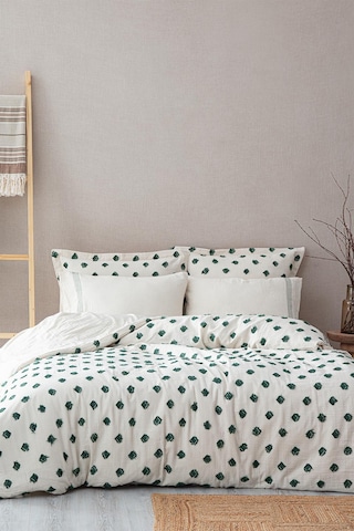 Ecocotton İmre Yeşil Çift Kişilik %100 Organik Pamuk Müslin Nevresim Takımı Yeşil