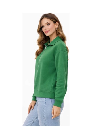 Bebuy Sweatshirt Yarım Fermuarlı Yeşil