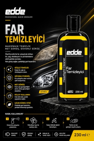 Edde Araba Araç Oto Far Temizleyici Ve Parlatıcı 230ml Otodetailing