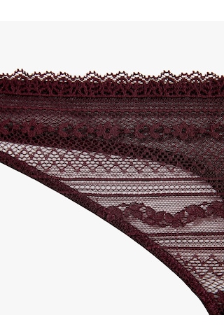 Koton Rahat Kalıp Normal Bel Dantelli String Külot Bordo 7wlk30123mk