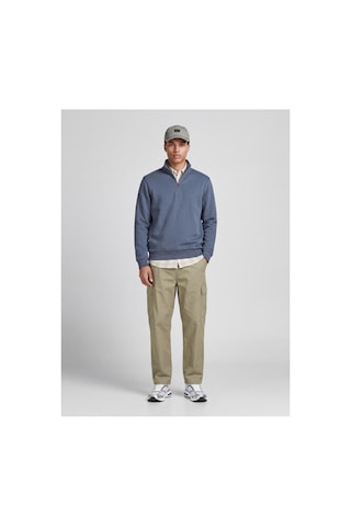 Jack & Jones Jjebradley Sweat Half Zıp Turbulence 12250747 Mavi