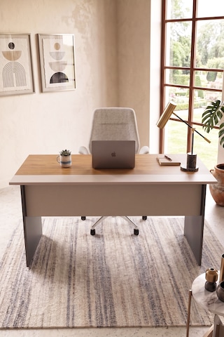 Robin Home Nexus 147x77 Cm Ofis Çalışma Masası Bilgisayar Masası Yönetici Masası Sepet-kumsal-antrasit Kahverengi