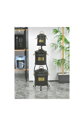 Metal Standlı 3 Katlı Küçük Boy Mini Patates Soğan Sarımsaklık Siyah Metal Standlı 3 Katlı Küçük Boy Mini Patates Soğan Sarımsaklık Siyah