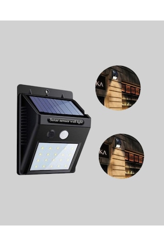 Solar - 373 - Güçlü Led Dış Me Lambası Güneş Enerjisiyle Şarj Olan Sensörlü - Glblseme - Bahçe Işığı