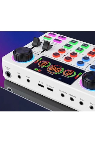 Canlı Yayın Ses Kartı 2 Mikrofon Girişli, Profesyonel Podcast & Twitch Sound Card