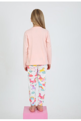 Kız Çocuk Uzun Kollu %100 Pamuklu Pijama Takımı Happines Somon SOMON