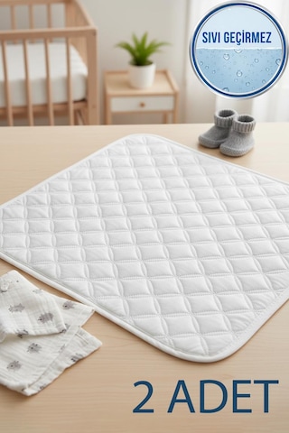 2'li Sıvı Geçirmez Kapitone Bebek Alt Değiştirme Pedi 75 x 90 CM Alt Açma